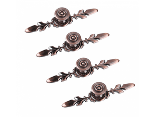 4 poignées de tiroir en alliage de zinc de style vintage pour meubles, armoires, tiroirs, avec vis (bronze rouge)