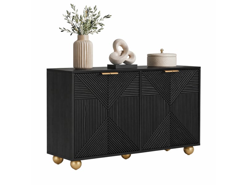 Buffet 4 portes avec rangement réglable pour salon en mdf 120×35×71,5 cm noir - Conforama A