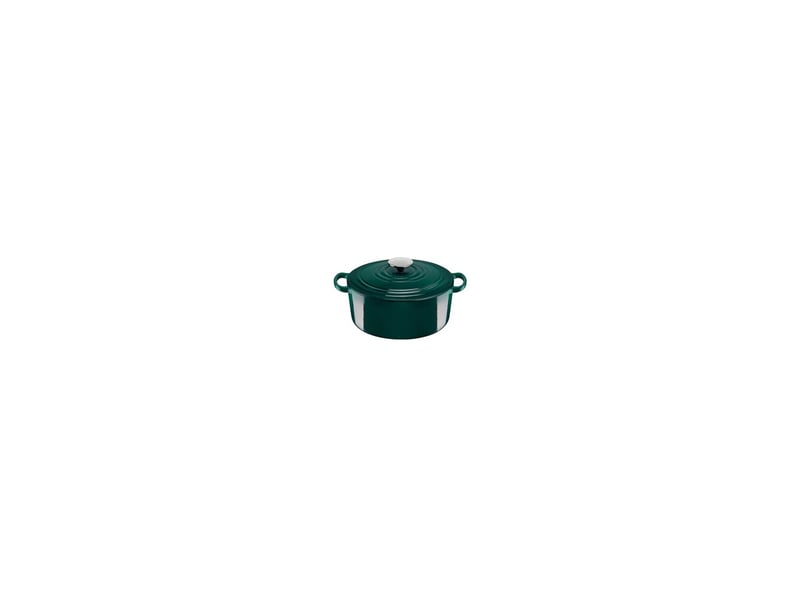 Cocotte ronde fonte émaillée 24 cm vert forêt avec couvercle de condensation 7873620 - Conforama A