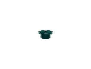 Cocotte ronde fonte émaillée 24 cm vert forêt avec couvercle de condensation