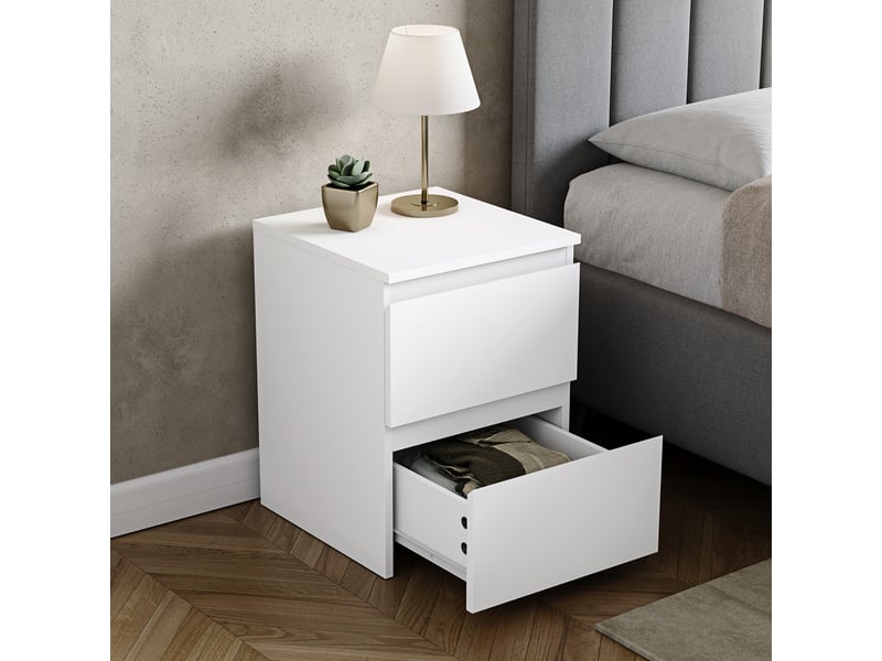  Table de chevet denver, commode de nuit, chambre, rangement, grand, 2 tiroirs, blanc 3331835 - Conforama R