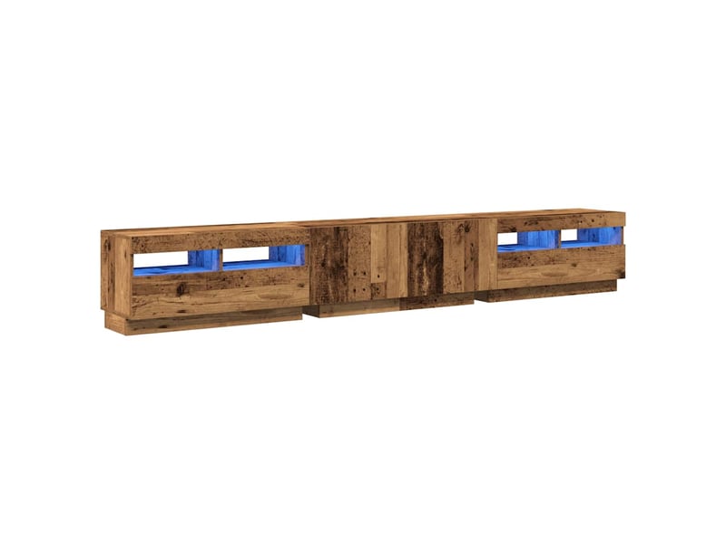 Meuble tv - banc tv - meuble de rangement avec lumières led vieux bois bois d'ingénierie - Conforama C