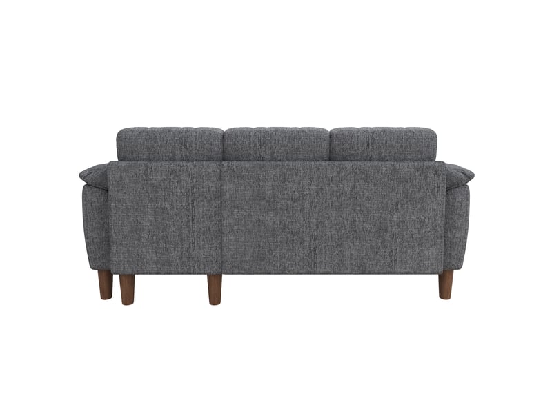  Canapé d'angle l lora gris clair en chenille 3 places avec méridienne coffre réversible, usbtype-c et coussins  - Conforama E