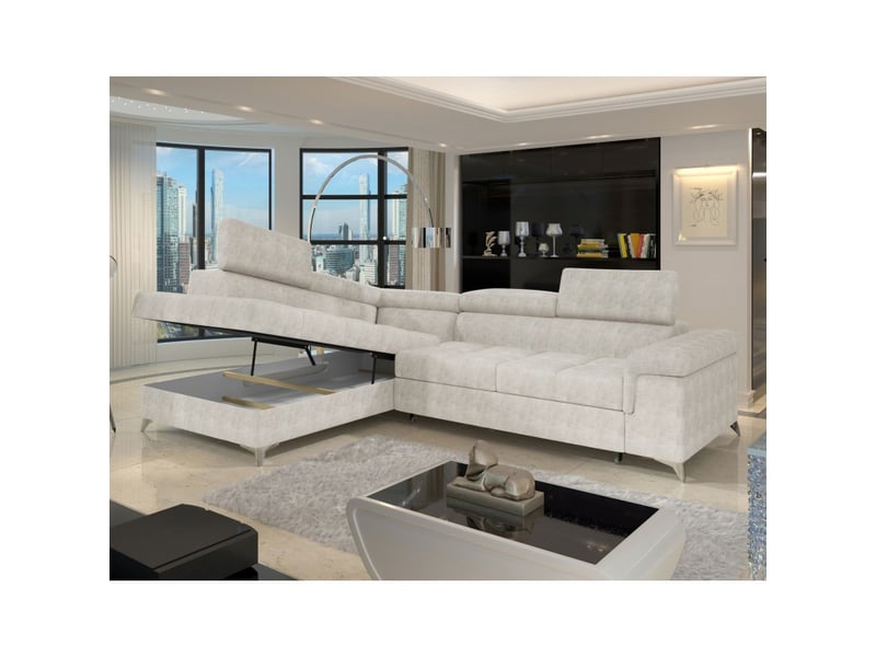  Canapé d'angle convertible palazzo 4 places beige – angle gauche avec coffre  - Conforama D