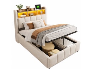 Lit coffre 90x200 cm coloris beige