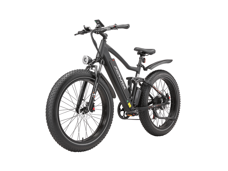 Vélo électrique farvox mx1, fatbike 26, 624 wh, double suspension, noir et rouge - Conforama C
