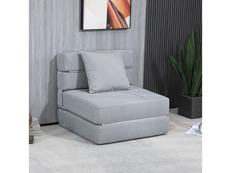  Chauffeuse canapé-lit 1 place convertible en tissu gris clair 70x70x61 cm  - Conforama B