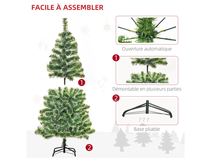  Arbre de noël artificiel scène de neige  75 x 150h cm 416 réplique d'une d'épine branche nordmann grand réalisme  - Conforama R