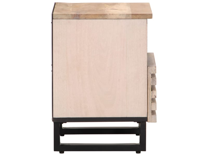  Table de chevet - cabinet de chevet - table de nuit 40x34x46 cm bois de manguier massif blanchi  - Conforama C