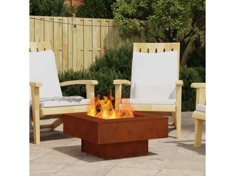  Brasero exterieur, foyer camping rouillé 60x60x30 cm acier patiné shl44239  - Conforama B