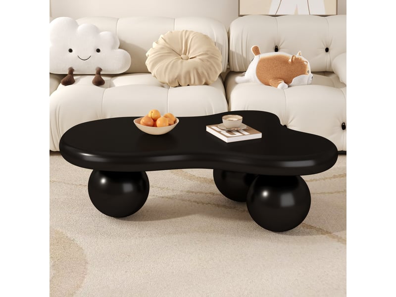  Table basse forme atypique noir - 62,5x95 cm led mdf table basse noir - Conforama D