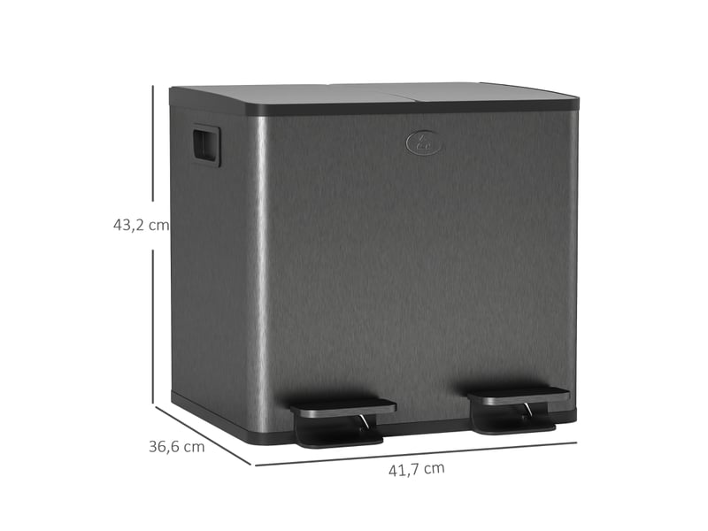  Poubelle double 2 x 15 l à pédale avec couvercle fermeture douce evryae  - Conforama E