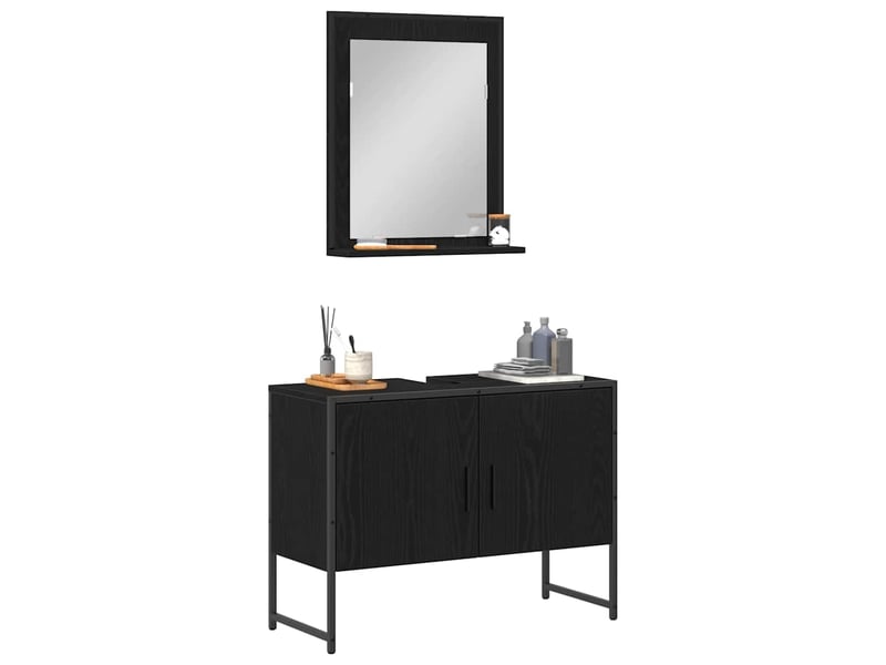  Ensemble de mobilier de salle de bain 2 pièces noir cf64239  - Conforama C