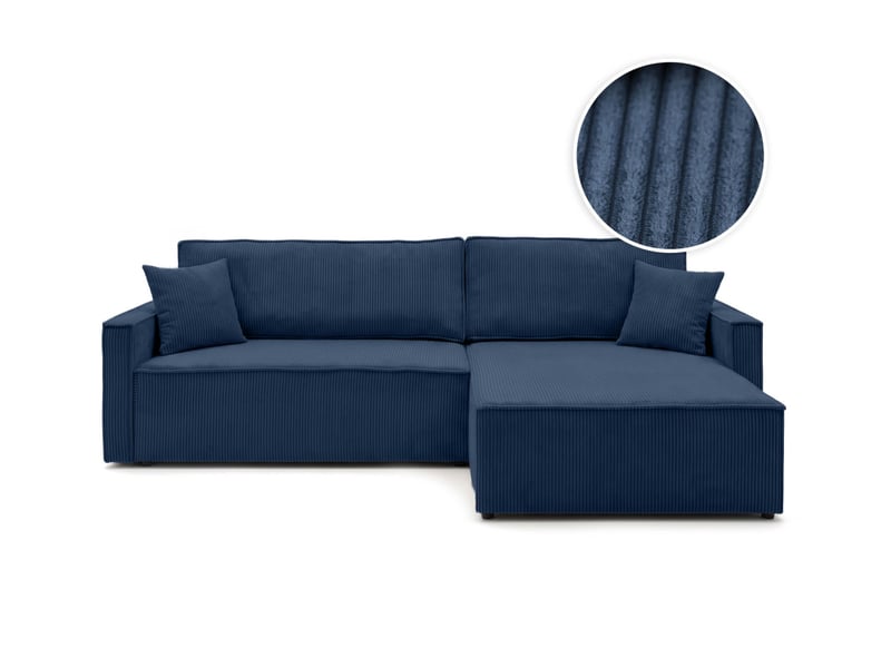  Farah - canapé d'angle max réversible et convertible 5 places accoudoirs slim en velours côtelé  - Conforama A
