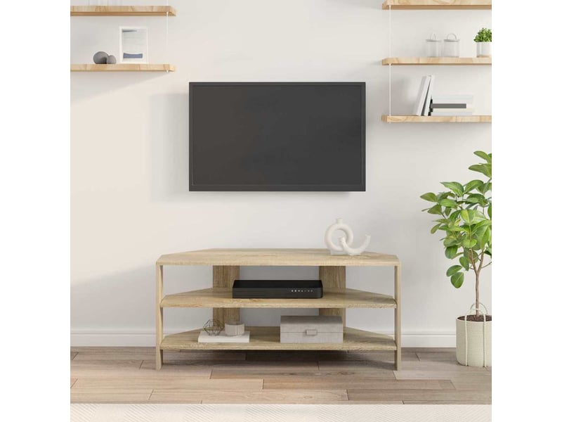  Meuble tv - banc tv - meuble de rangement d'angle 102x40,5x45cm chêne sonoma bois d'ingénierie  - Conforama D