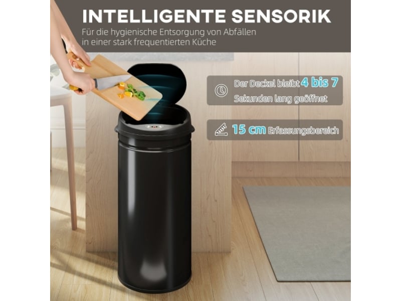  Poubelle à capteur 42 l en inox, sans contact, fermeture douce, pour cuisine hygiénique  - Conforama B