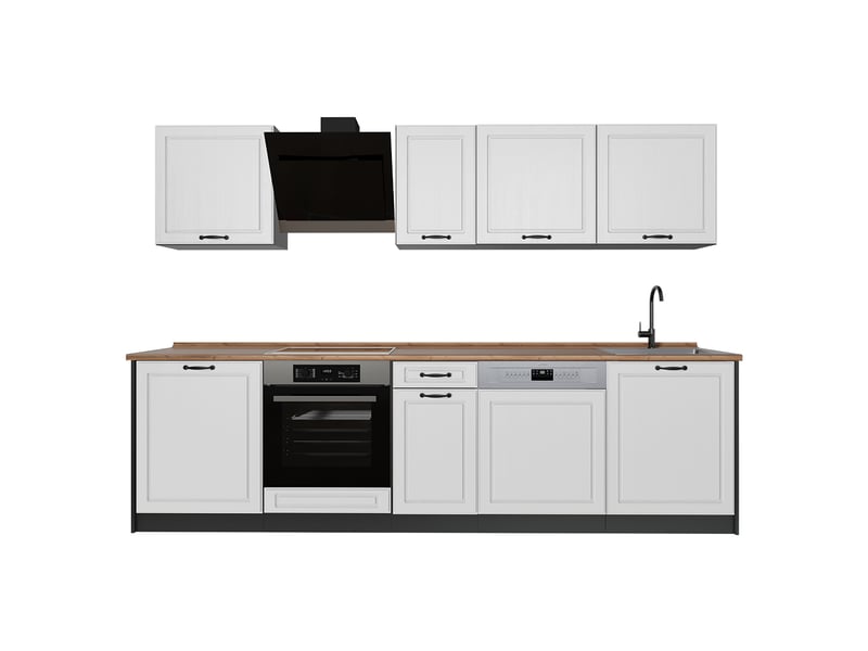 Vicco cuisine, blanc campagneanthracite, 280cm plan de travail chêne doré - Conforama A