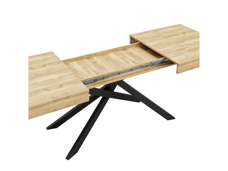 Table à manger extensible, chêne, 140180 × 80 cm, 6-8 personnes, plateau épais, pieds métal - Conforama D