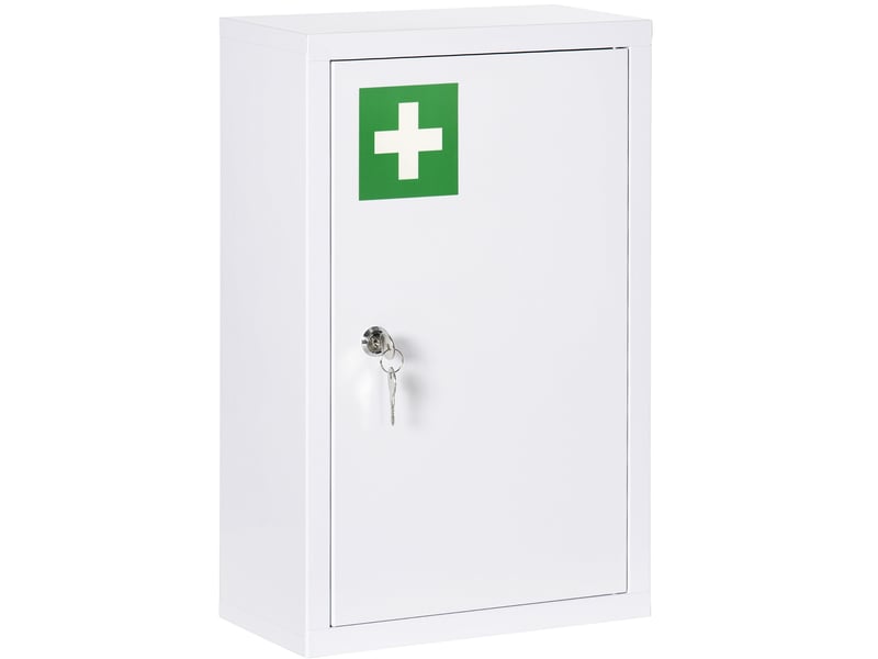  Armoire à médicaments verrouillable 30x14x46 cm à 3 compartiments en acier blanc  - Conforama A