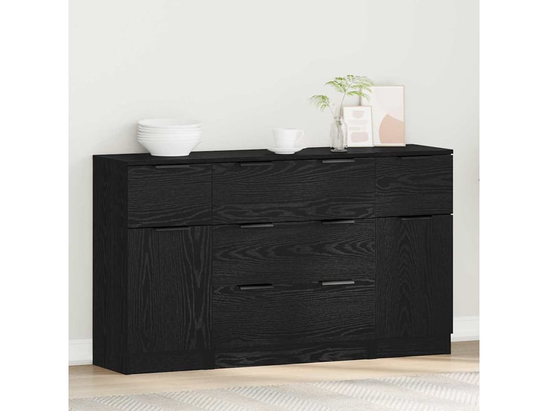 Buffet - bahut - meuble de rangement 3 pc chêne noir 121 x 30 x 70 cm bois d'ingénierie - Conforama D