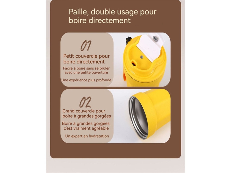  Mug thermos isotherme 450 ml double paroi inox avec couvercle étanche jaune 400289_AACLR93445_6_DROPFR - Conforama C