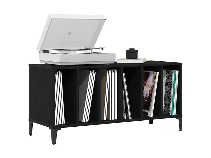  Meuble à vinyles, armoire à disques chêne noir 100x38x48 cm bois d'ingénierie shl38092  - Conforama C
