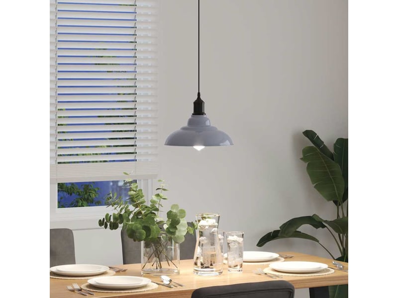  Lampe suspendue, suspension luminaire réglable hauteur e27 gris brillant ø 31cm métal  - Conforama D