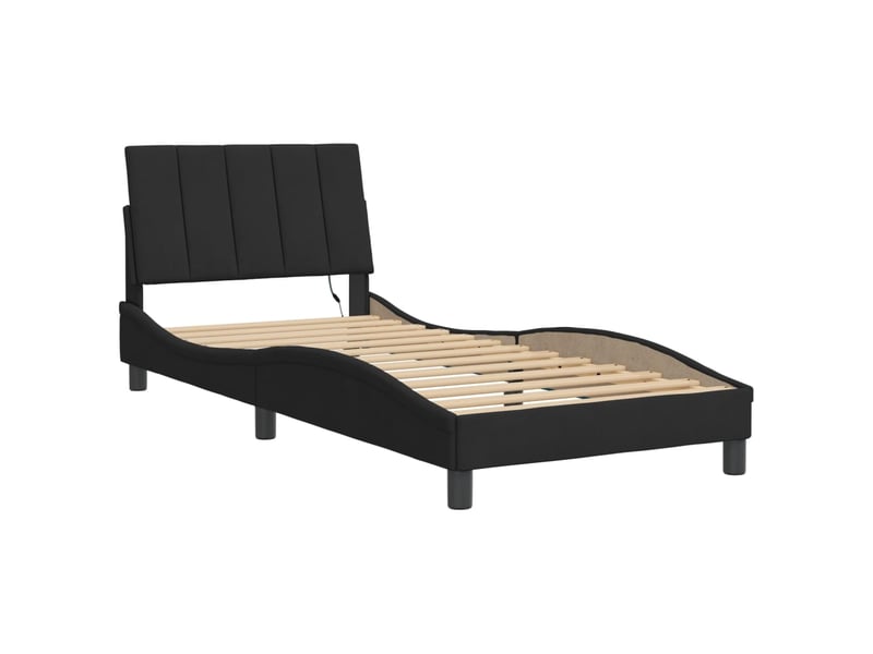  Lit simple- lit adulte -  cadre de lit avec led sans matelas hanko noir 80x200 cm velours  - Conforama B