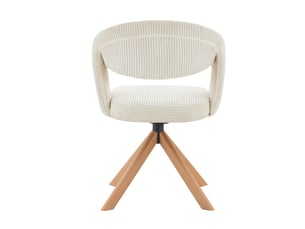 Lot de 2 chaises de salle à manger pivotantes à 360° en velours côtelé blanc crème