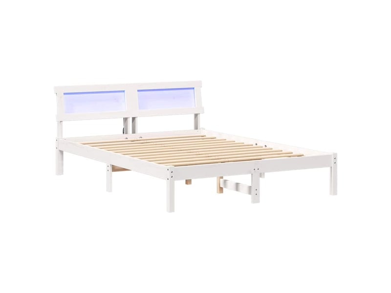  Lit double- lit adulte -  cadre de lit avec tête de lit blanc 120 x 200 cm pin massif  - Conforama A
