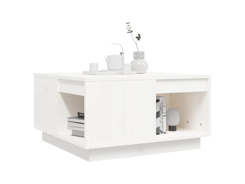  Table basse - table de salon - table à thé blanc 60x61x32,5 cm bois massif de pin  - Conforama D