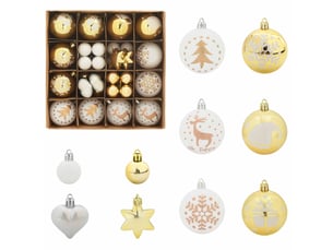 Ensemble de boules de noël 40 pc blanc et or ø 6 cm plastique cf61832