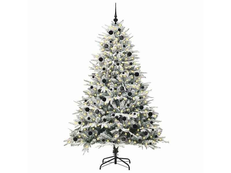  Sapin de noël - arbre de noël artificiel pré-éclairé avec ensemble de boules  - Conforama C