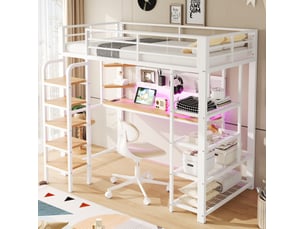 Lit avec rangement 90x200 cm <strong>MODENVIE</strong>  <strong></strong> coloris blanc