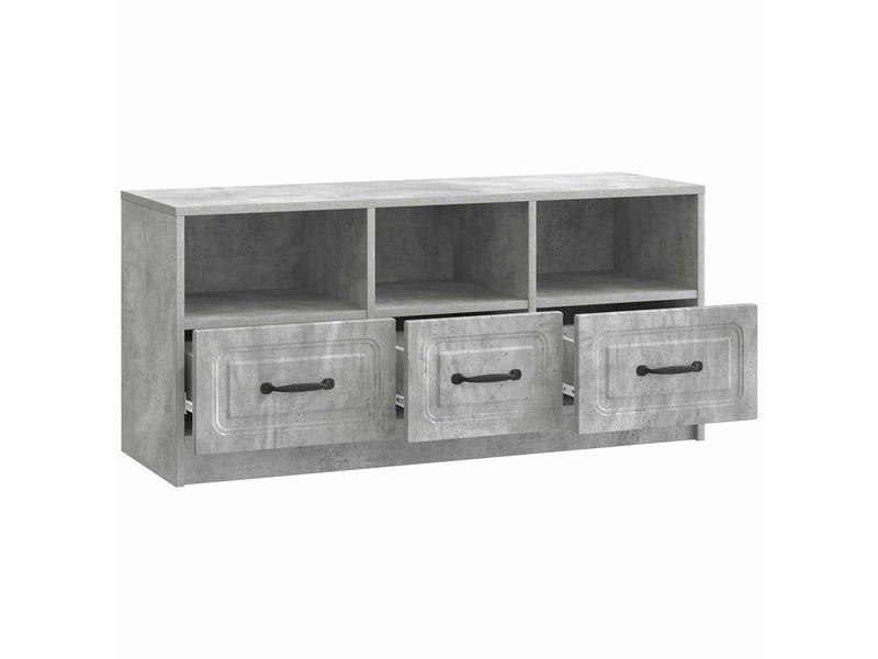  Meuble tv - banc tv - meuble de rangement gris béton 102 x 34,5 x 47 cm bois d'ingénierie  - Conforama E