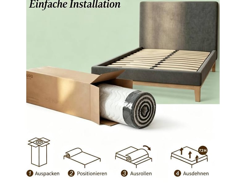  Matelas double tcqpz 140 x 190 x 20 cm mousse à mémoire de forme blanc et gris  - Conforama E