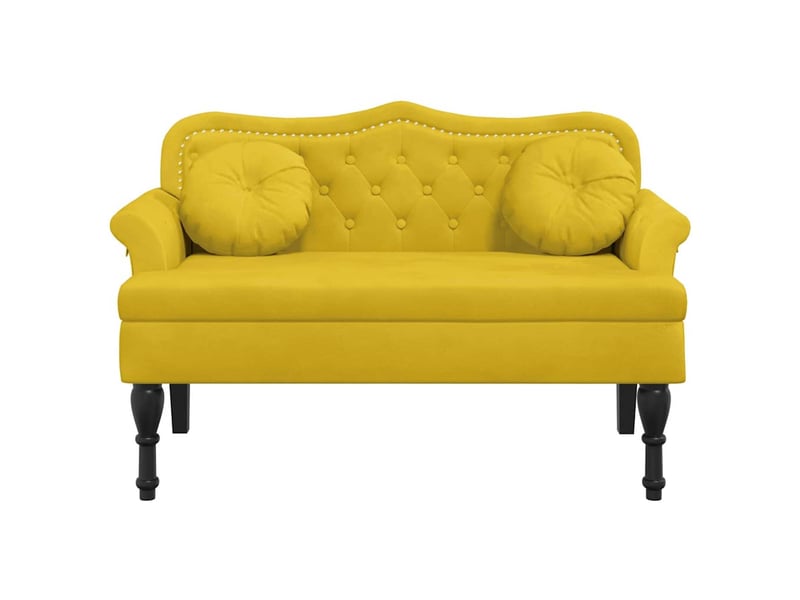  Banc salon, banc interieur avec coussins jaune 120,5x65x75 cm velours  - Conforama C