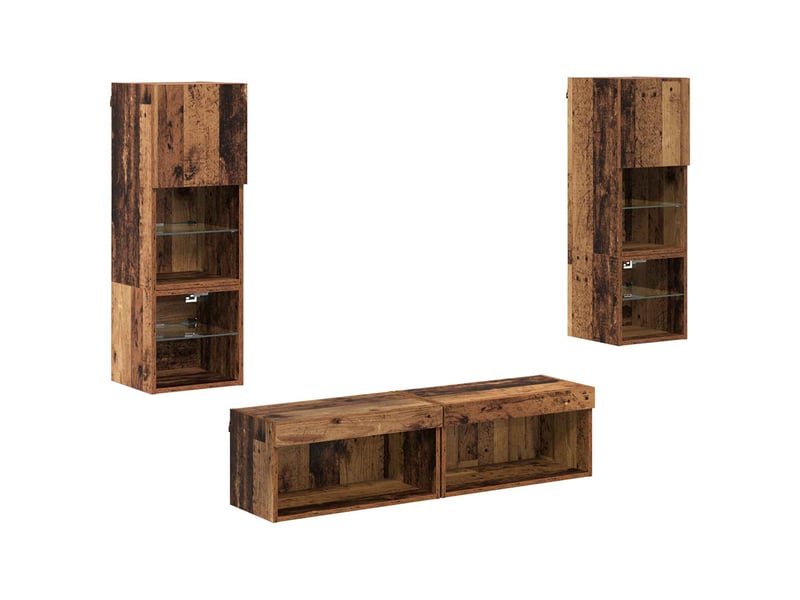  Unité murale de tv 6 pcs bois ancien bois d'ingénierie shl32147  - Conforama A