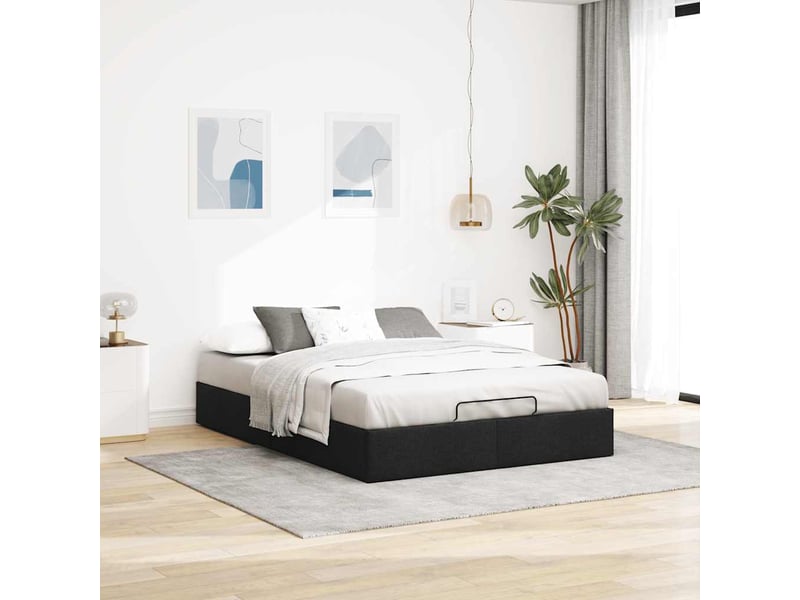  Lit double- lit adulte -  cadre de lit ottoman sans matelas noir 140x200 cm tissu  - Conforama B