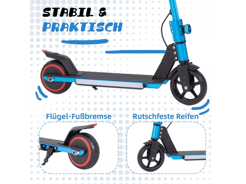  Trottinette électrique enfant 6,5'' 60wh pliable 14 kmh aluminium bleu  - Conforama E