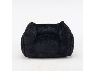 Fauteuil pouf géant 123 x 97 x 73 cm, fausse fourrure, mousse haute densité, coussin inclus pour salon et chambre - noir