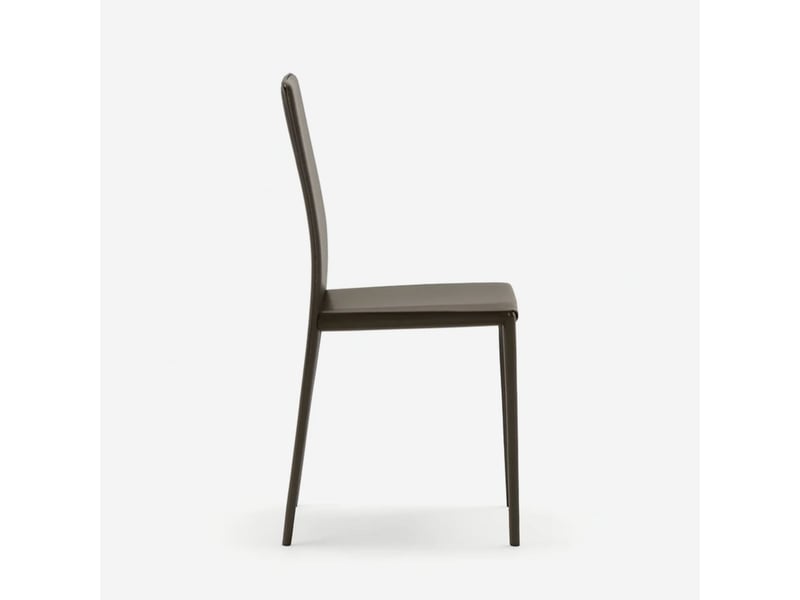  Lot de 4 chaises empilables rembourrées en simili cuir luma - marron  - Conforama D