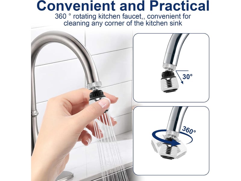  Aérateur pivotant économiseur eau, buse pulvérisation filtre réglable, universel externe interne  - Conforama E