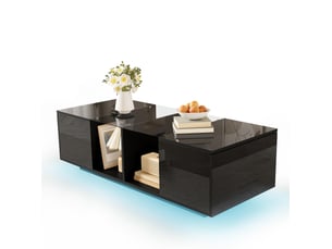 Table basse rectangulaire coloris noir MEUBLIV - 50 cmx120 cm