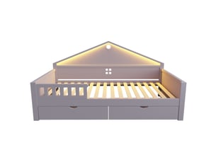 Lit simple 90x200 cm OKWISH coloris gris