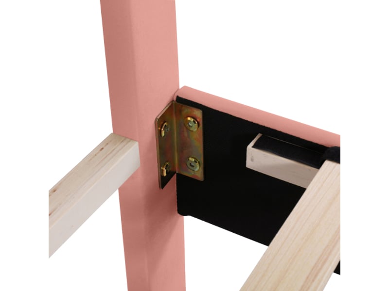  Lit capitonné, 140×200 cm, sommier + tête réglable, velours, rose, montage facile  - Conforama E