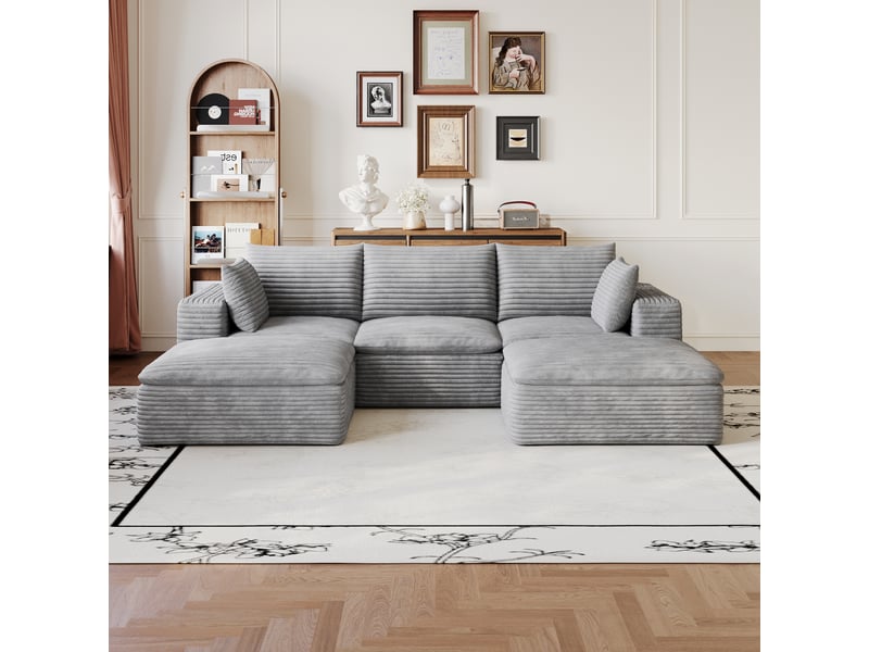  Canapé de salon, canapé cloud – sans montage, style cloud, gris foncé, en velours tricoté, 260 cm  - Conforama A