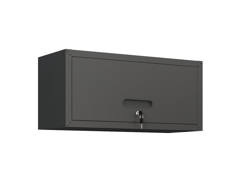  Armoire à outils murale 75 x 30 x 34,5 cm noire en acier, porte relevable verrouillable pour rangement  - Conforama D