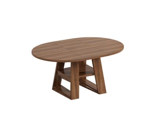 Table de salle à manger extensible moderne pour 4 à 6 personnes avec rangement intégré et tablette en mdf noyer