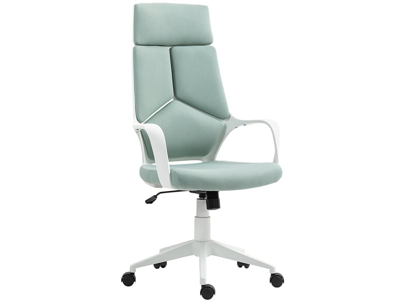  Chaise de bureau ergonomique en tissu verte, hauteur de l'assise réglable, avec roulettes  - Conforama A